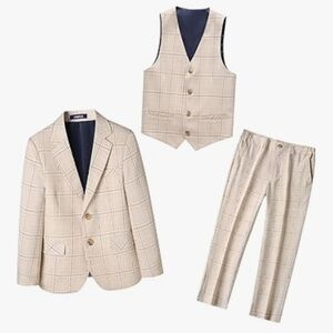 BoyS Tuxedo Suits Size 14 Plaid Stripe Dress Suit Jacket for Boys 3 Piece